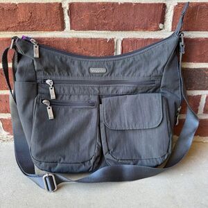 Baggalinni Purse Crossbody Shoulder Bag Gray Nylon Travel Bag Lots Of Pockets